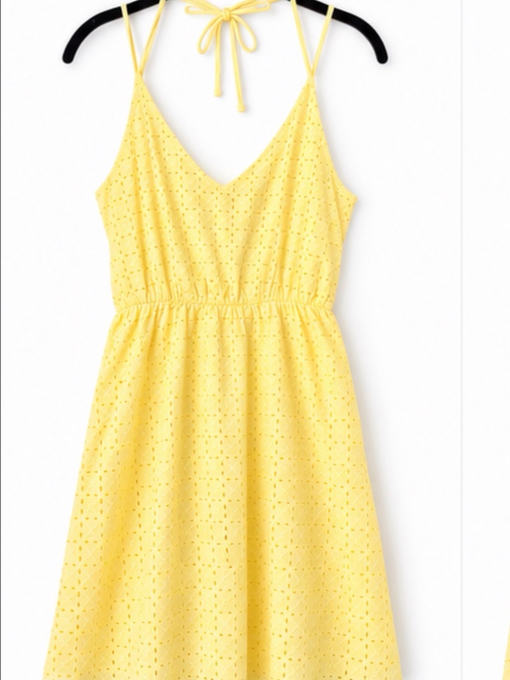 Everly Yellow Eyelet Tie-Back Mini Dress